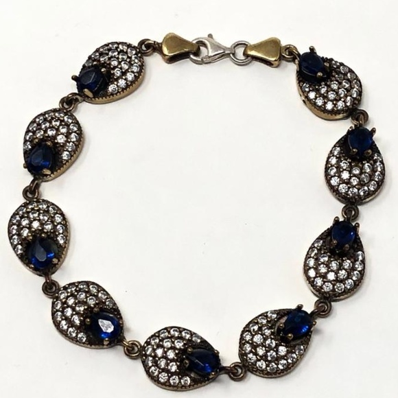 925 Silver CZ Antiqued Women Bracelets - Picture 1 of 5